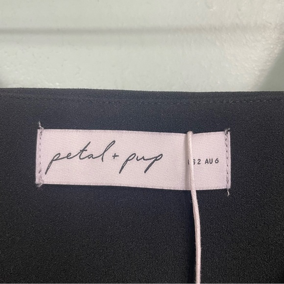 Petal & Pup Hyatt Square Neck Sleeveless Midi Dress Black Women Size 2 Side Slit - Picture 8 of 9